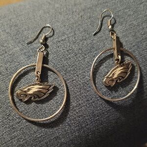 Silver Hoop Earrings with Eagle Charm